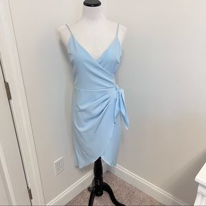 NWOT BCBGeneration Light Blue Spaghetti Strap Wrap Front Dress 6